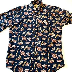 Natural Issue Men's Hawaiian Cigar Tobacco Graphic Print Button Down Shirt